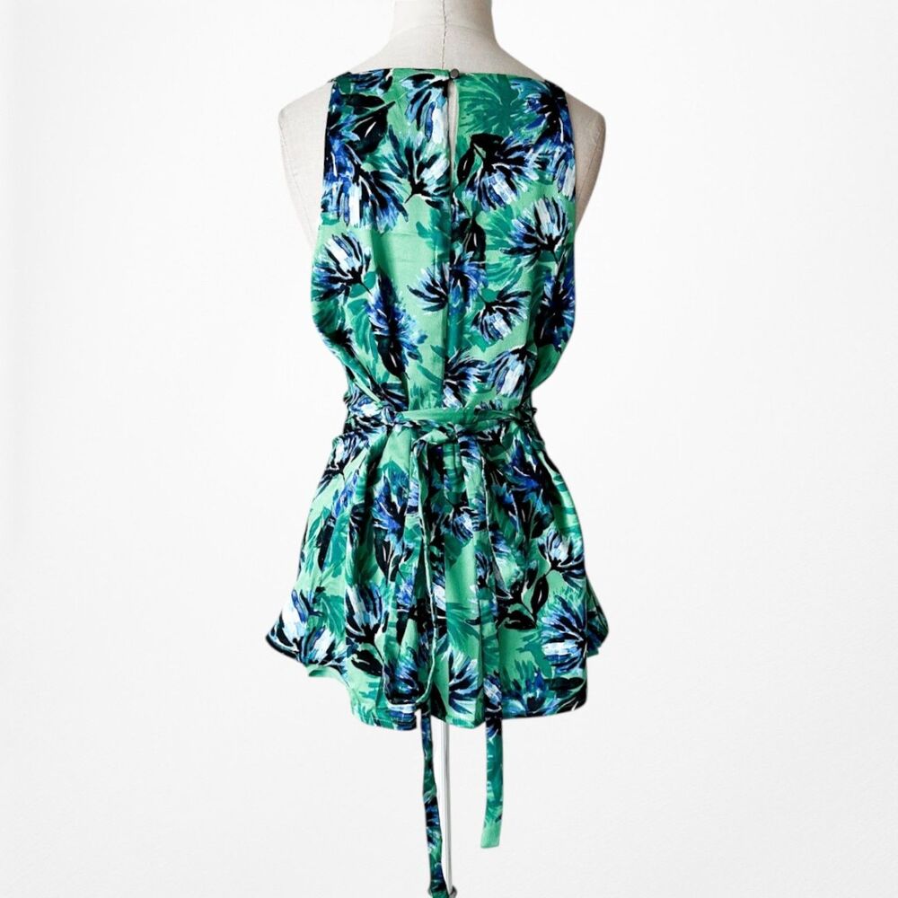 Vintage Y2K Green Blue Floral Tropical Print Cami Satin Cami Tank Top Size M - Picture 5 of 6